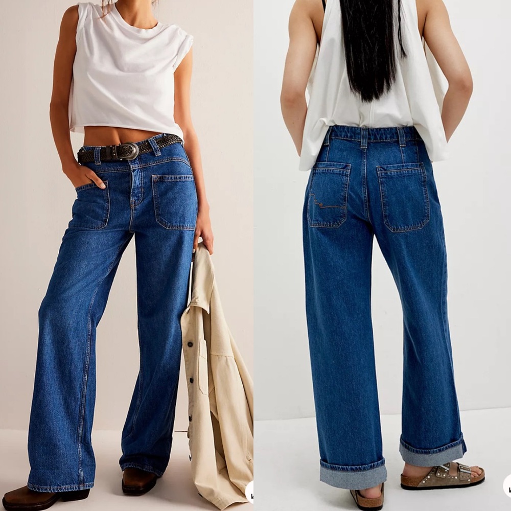 We The Free Blue Flare & Wide Leg Jeans